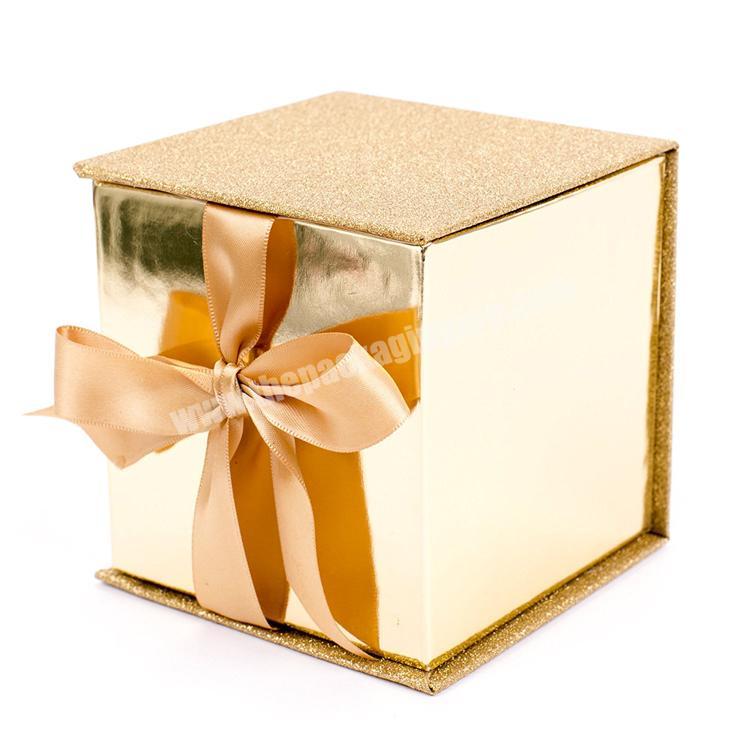 Wholesale Custom Luxury Glitter Gold Color Gift paper Packaging Box