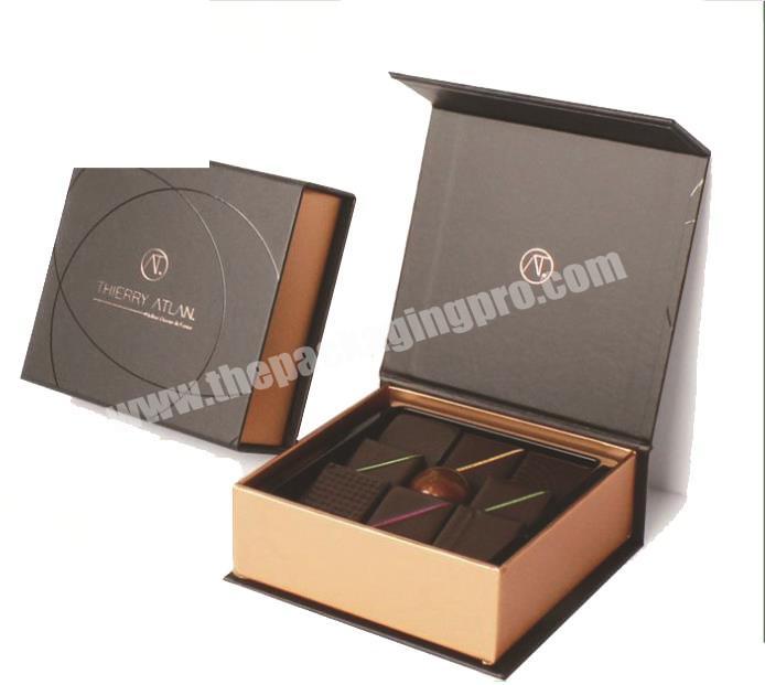 Wholesale Custom Luxury Packaging Black Magnetic Chocolate Box