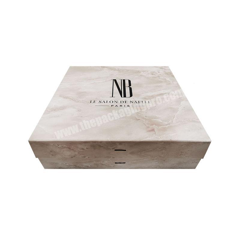Wholesale custom luxury print logo marbled folding box gift packaging with ribbon