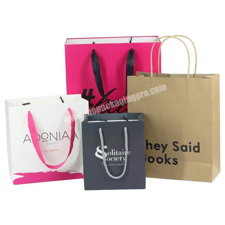 Wholesale Custom Luxury Ribbon Handles Gift Shopping Custom Printed Paper Bags With Your Own Logo