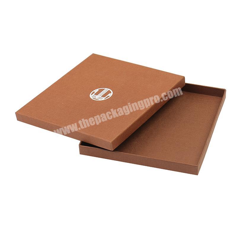 Wholesale Custom Luxury Rigid Cardboard Gift Packaging Brown Kraft Silk Scarf Paper Box With Lid And Base