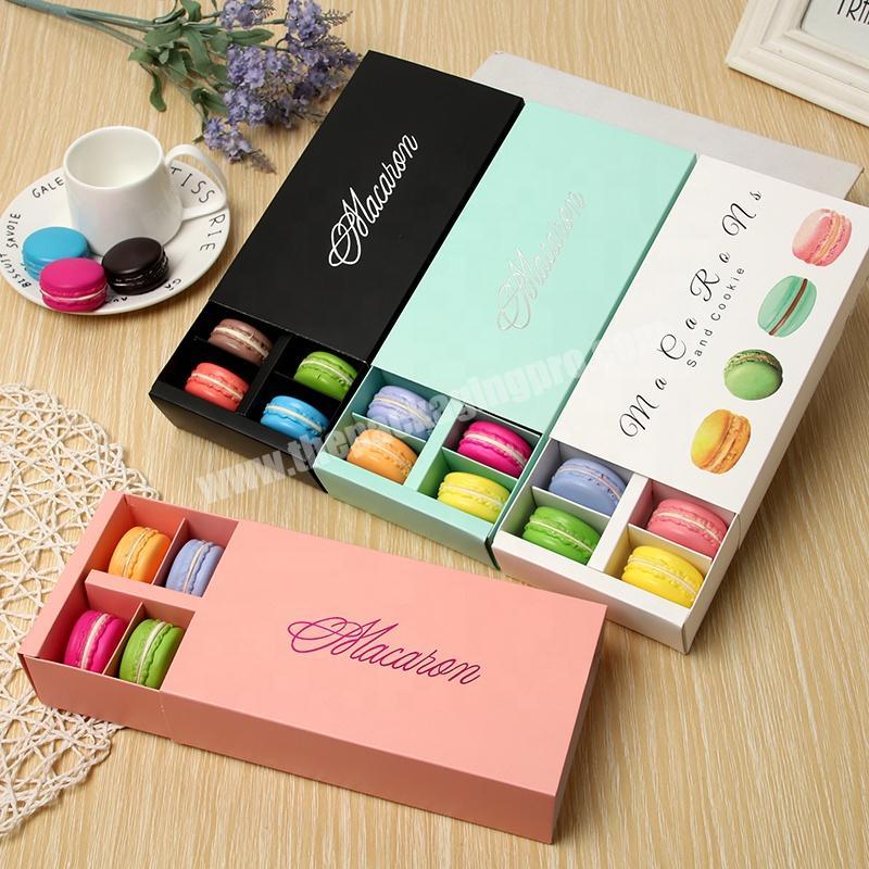 Wholesale Custom Printed Folding Drawer Shape Macarons And Petit Fours Foods Packaging Boxes With Logo
