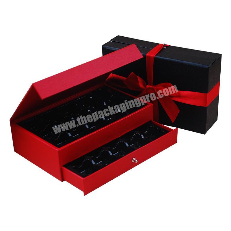 Wholesale custom printed luxury gift packaging cardboard empty paper double layer chocolate box