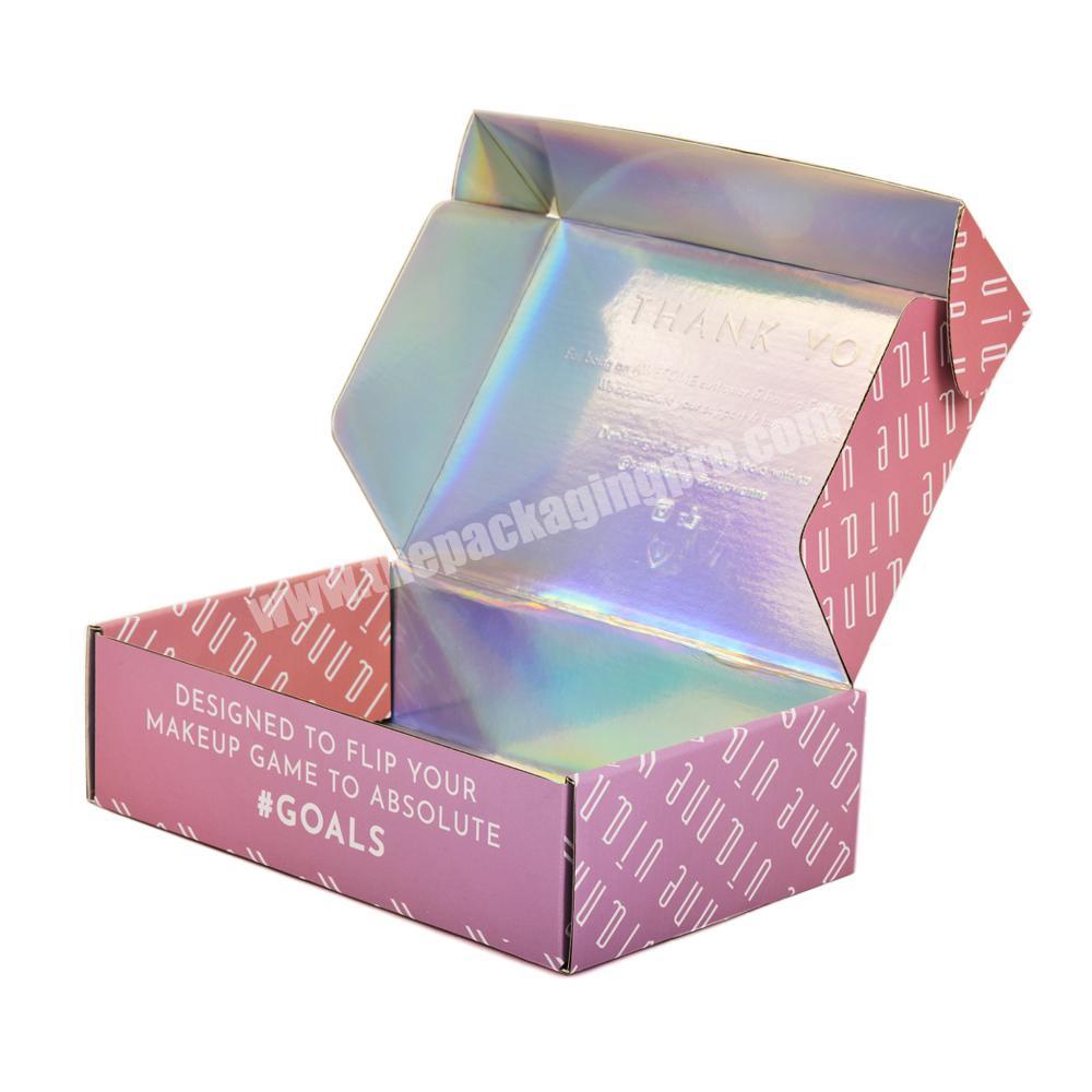 Wholesale custom printed unique holographic corrugated thank you gift shipping boxes cardboard mailer box