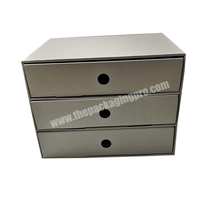 Wholesale custom printed white corrugated 3 layer storage desk drawer box