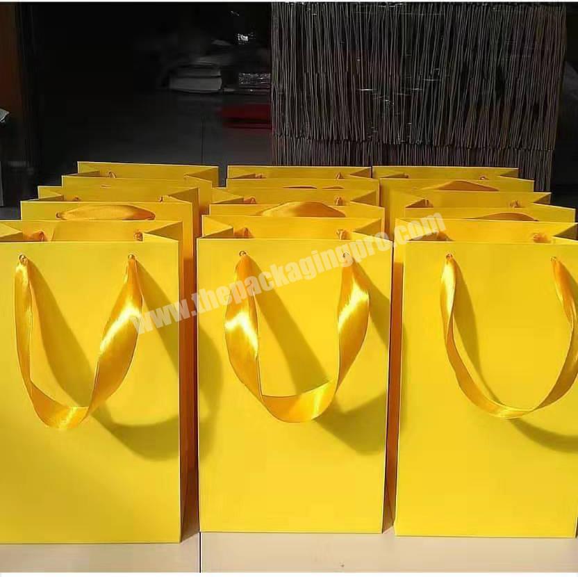 Wholesale Custom Printed Your Own Logo colourful Kraft Gift Craft Shopping Paper Bag With Ribbon Handles