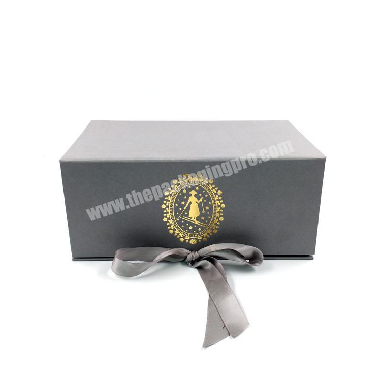 Wholesale custom printing wedding favors gift flip box coated art paper and grey cardboard gift box with ribbon