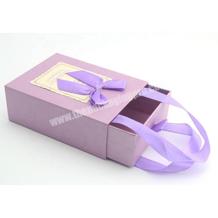Wholesale Custom Pull Out Tab Slide Out Open Boxes Ribbon Handle Cardboard Drawer Gift Box For Children Gift Packaging