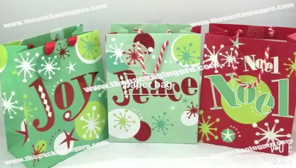 Wholesale Custom Red Printed Gift And Shopping Paper Bag With Handle For Christmas