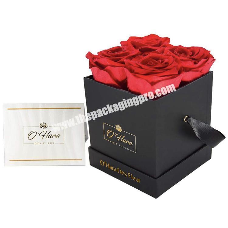 Wholesale custom rose soap flower luxury black cardboard packaging gift box