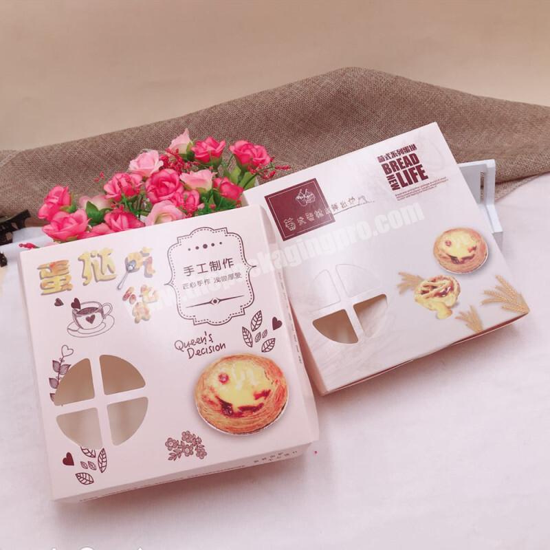 Wholesale Custom Size Logo  Dessert Packaging Takeaway Box for  2,4,6,12  Egg Tart with Competitive Price