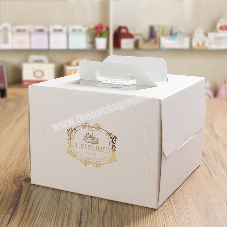 Wholesale Custom Square Strong Corrugated Bakery Big Cake Box Dessert Cake Ggift Box With Paper Handle