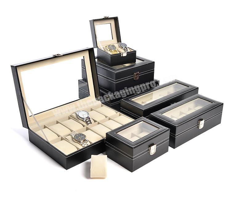 Wholesale Custom Stunning elegant 10 Slots Black Wooden Watch Boxes For Men.