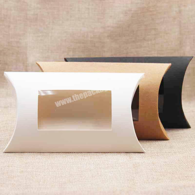 Wholesale custom white kraft paper pillow window box for packaging