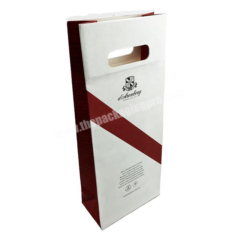 Wholesale custom white kraft paper printed gift bags for wine