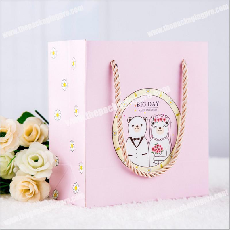 Wholesale Customised Made Logo Design Printed Wedding Cheap Small Luxury Paper Gift Bags With Rope Handles
