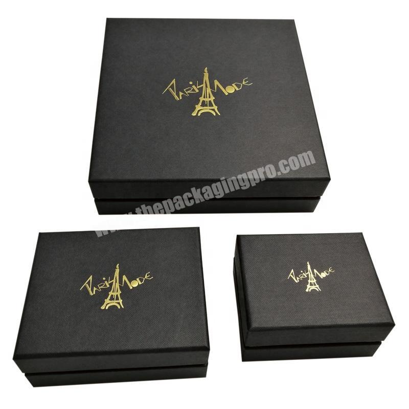 Wholesale  customize gift packaging paper lid and base box luxury black lid and base wallet and belt packaging box