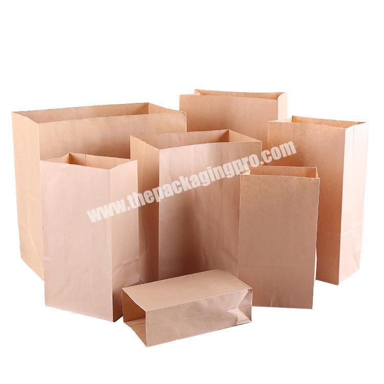 Wholesale Customized Eco friendly Brown Kraft Paper Take Away FoodTea Packaging Bags With Your Own Logo