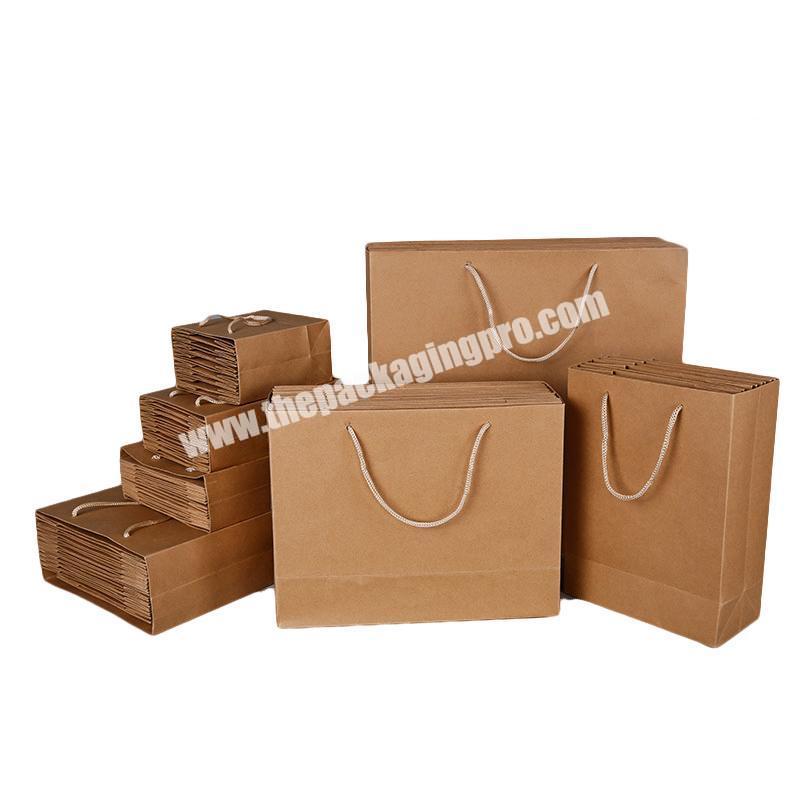 Wholesale Customized  Eco-friendly Kraft Paper Shopping Take Away Bag For ClothingFoodGiftPackaging