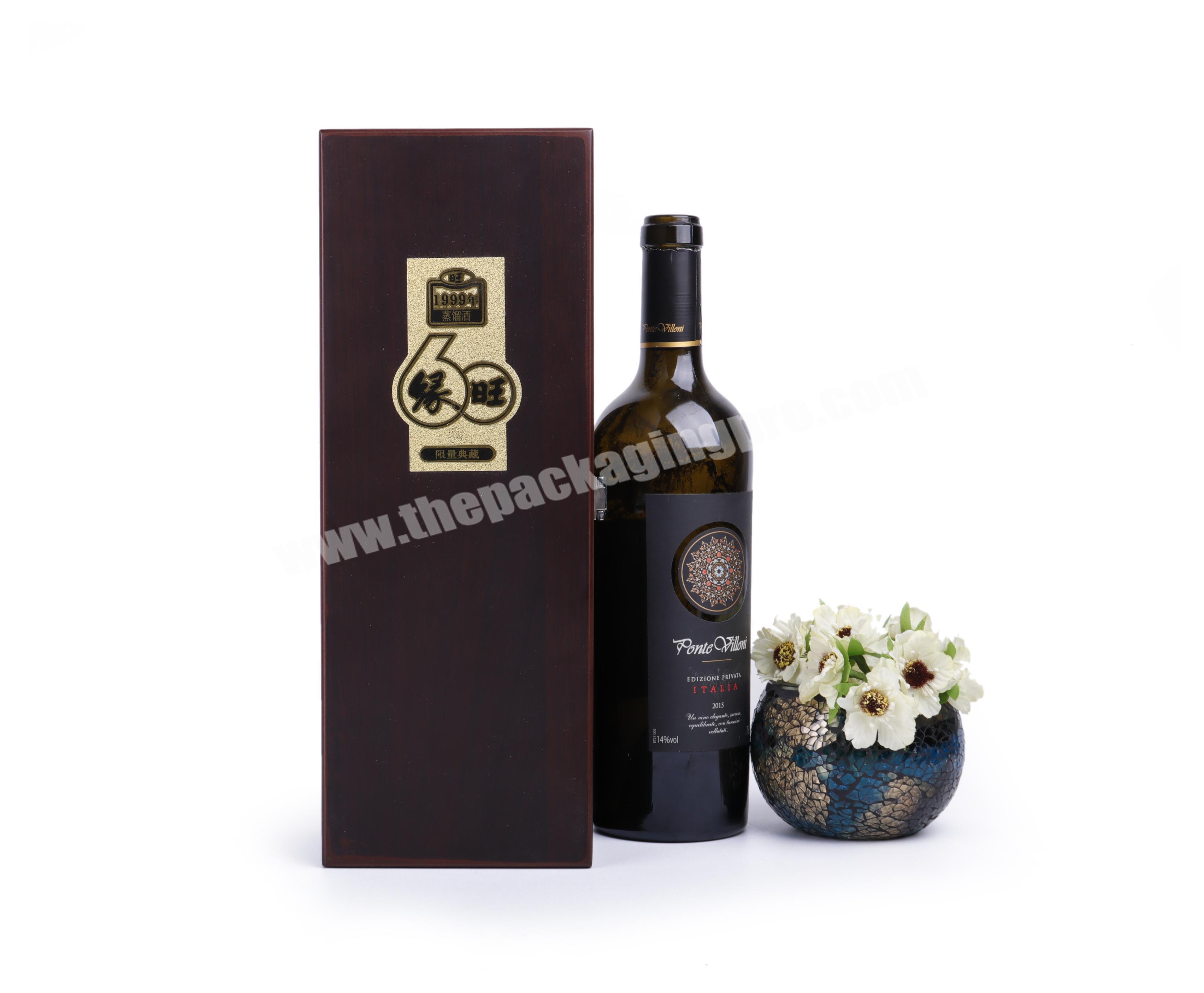 wholesale customized logo and design wooden wine gift box for one bottle