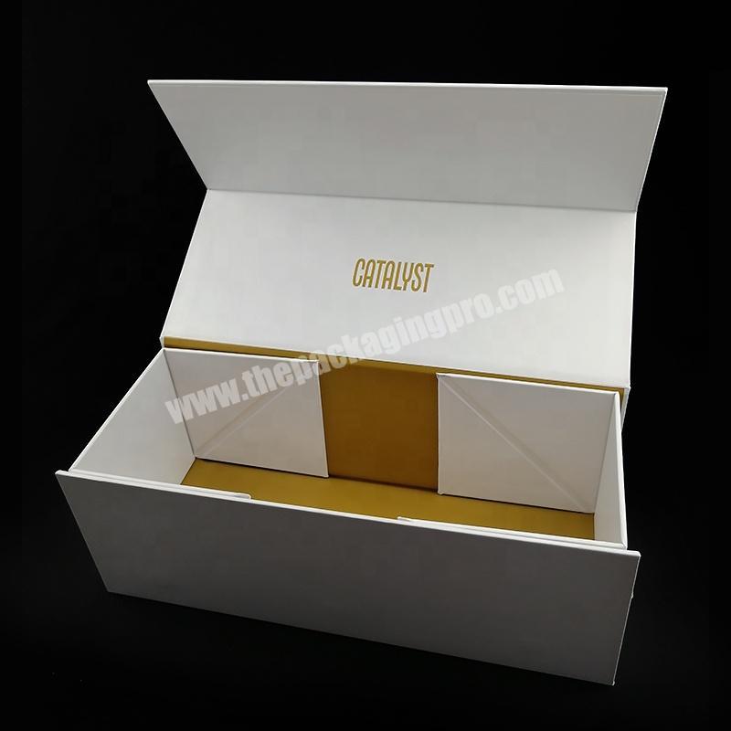 Wholesale Customized Logo Printed White folding Packaging Paper Gift Box Magnetic Closure