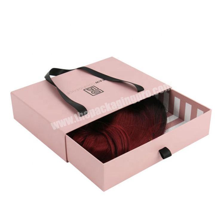 Wholesale Customized logo printing wig drawer packaging box with ribbon