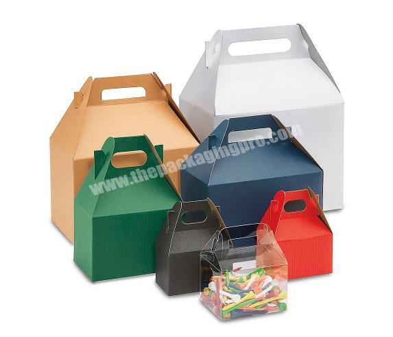 wholesale customized printed corrugated cardboard kraft gift gable box with handle
