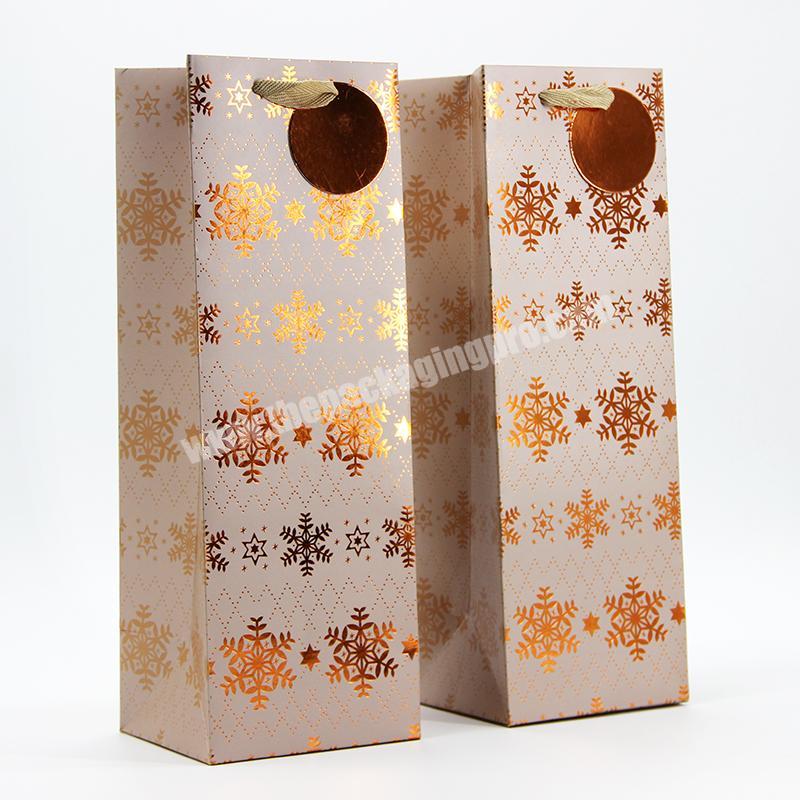 Wholesale customized snow wine bottle kraft paper bag for gift