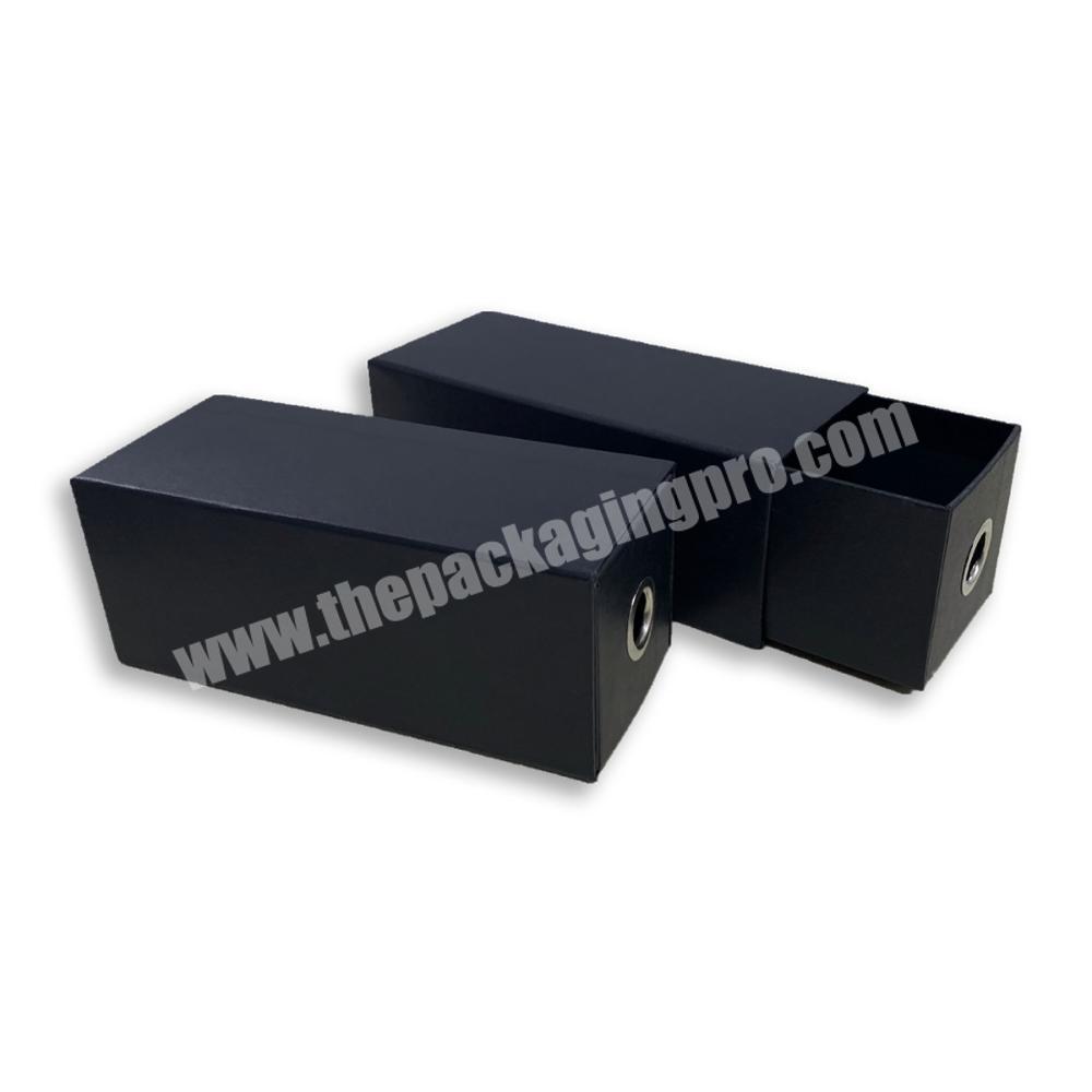 Wholesale customized spot drawer type sunglasses paper box black myopia sunglasses box with gold LOGO