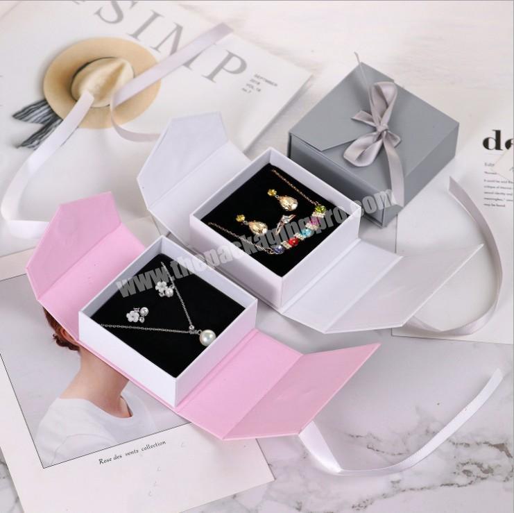 Wholesale Double Opening Magnet Closure Jewelry,Ring,Necklace, Bracelet Packaging Gift Box With Ribbon Decoration