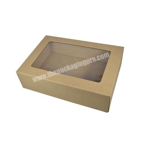wholesale eco friendly brown kraft paper corrugated folding gift box with window
