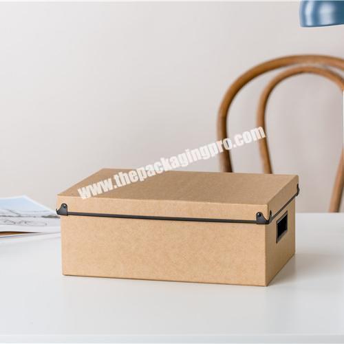 Wholesale eco-friendly household used brown rectangle paper file shoe storage box