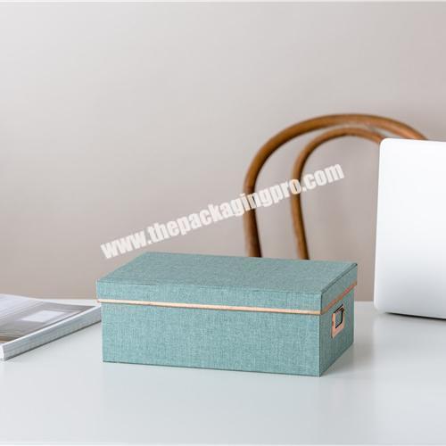 Wholesale eco-friendly office organizer rectangle blue paper file storage box with label rack