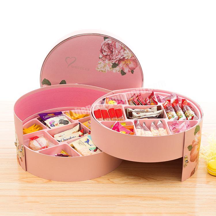 Wholesale  Eco-Friendly Round Food Packaging Two-Layer Wedding Snack Box