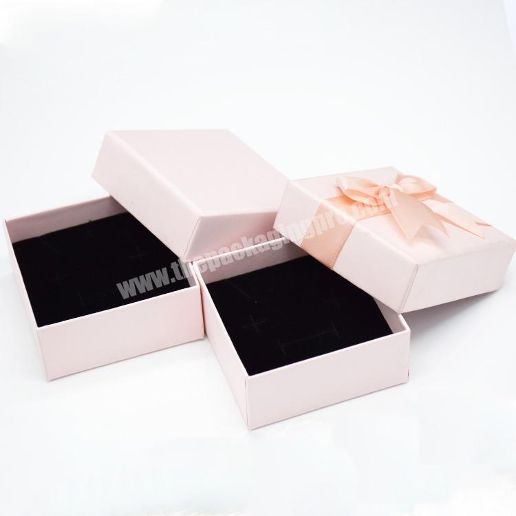 Wholesale Eco Luxury Fancy Custom Small 2 Pieces Rigid Cardboard Hard Paper Necklace Earring Gift Packaging Jewelry Box Ring Box