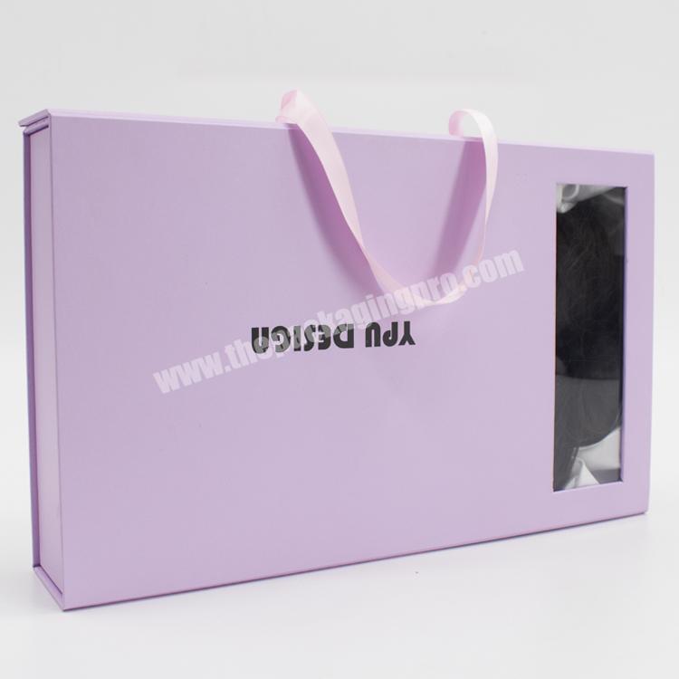 Wholesale elegant top quality luxury customized window wig box hair packaging custom printed