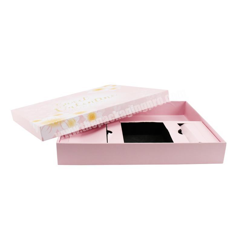 Wholesale elegant top quality luxury pink color eco paper insert cosmetic paper packaging box custom logo