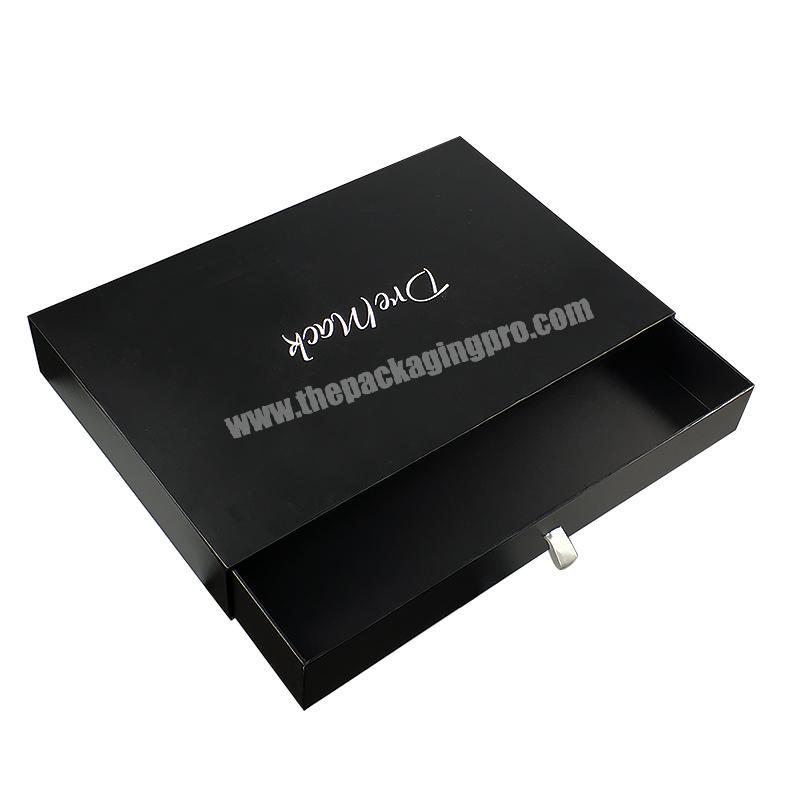 Wholesale Empty Handmade Black Sliding Out Packaging Custom Paper Clothing Box Drawer