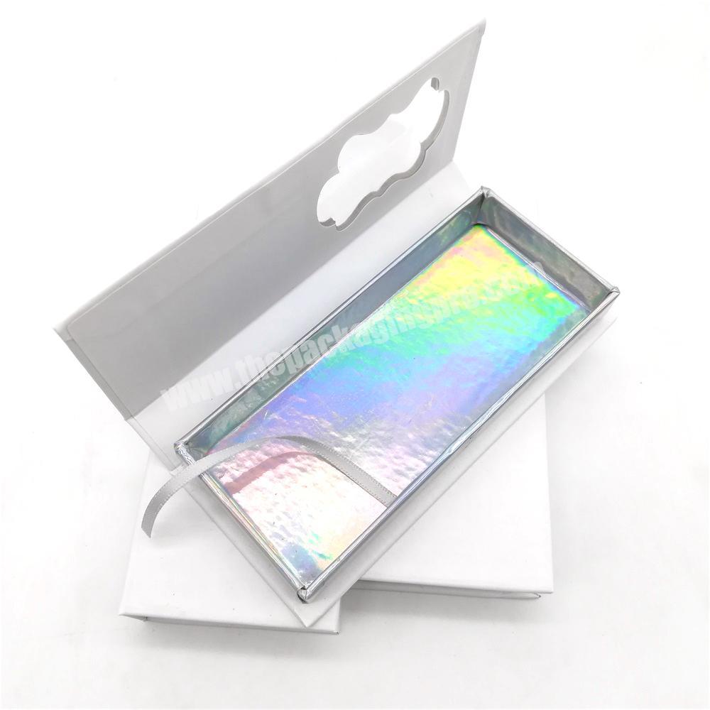 Wholesale empty magnetic holographic paper false eyelash packaging with window