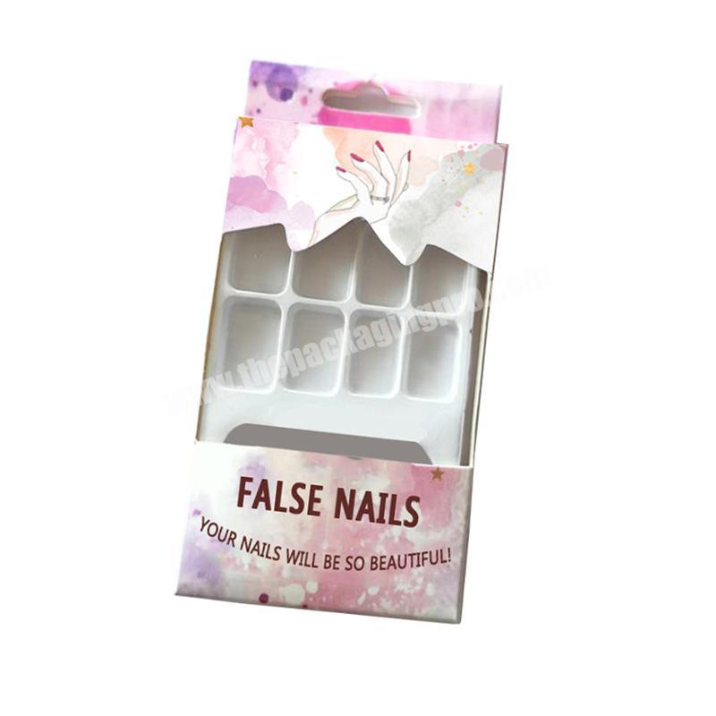 wholesale factory custom 300gsm folding art paper box false nail packaging box