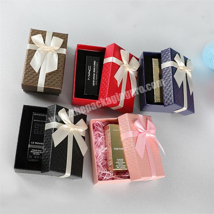 Wholesale Factory Supply OEM Luxury Custom Logo Makeup Lip Stick Packaging Boxes with Ribbon Bow-Knot