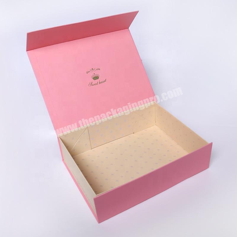 Wholesale Foldable Pink Cardboard Magnetic Closure Gift Box For Clothing Shoes Bags Packaging