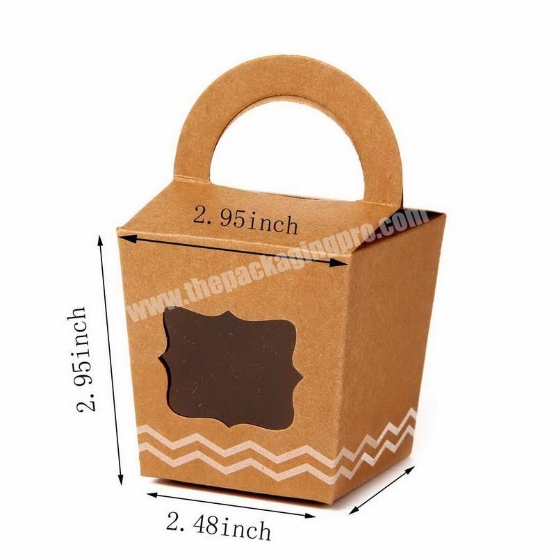 Wholesale food grade kraft paper mini cake packaging box with handle