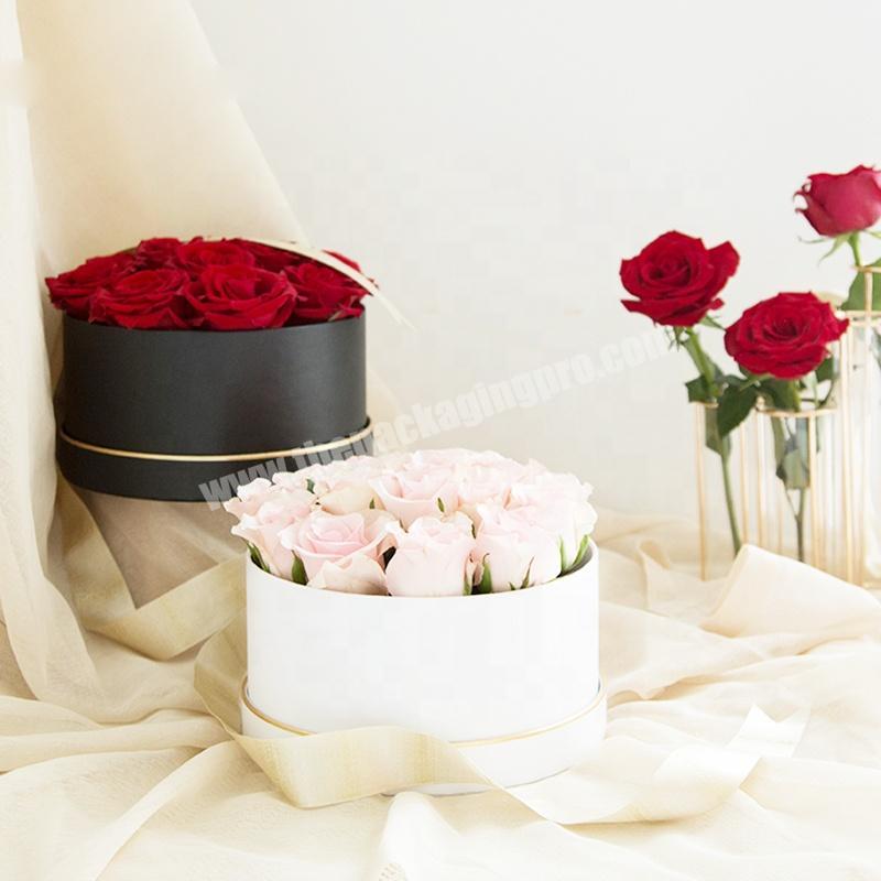 Wholesale Grey White Black Round Hat Flower Box Cylinder Paper Cardboard Flowers Packaging For Florist