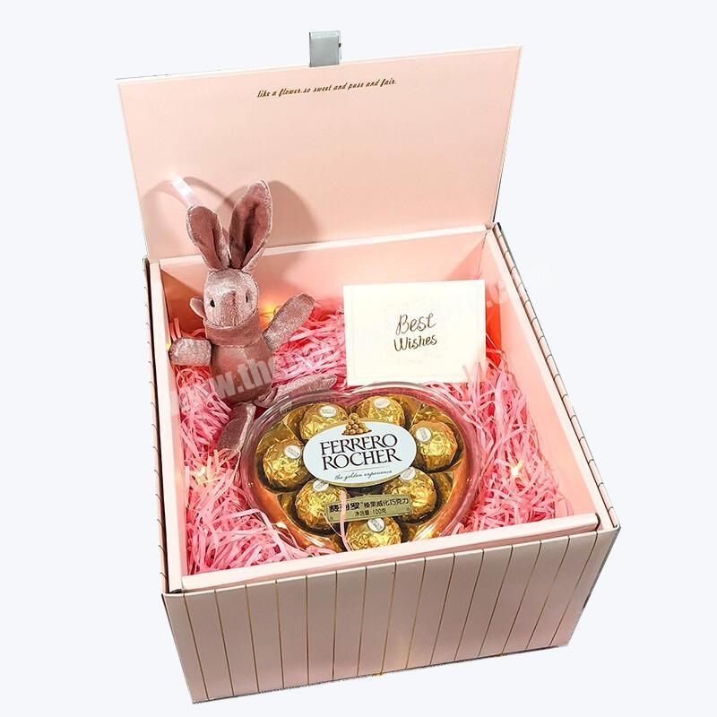 Wholesale High-end Custom Size Logo Printed Romantic Foam Ball Decorated Folding Ribbon Valentine Gift Packaging Box