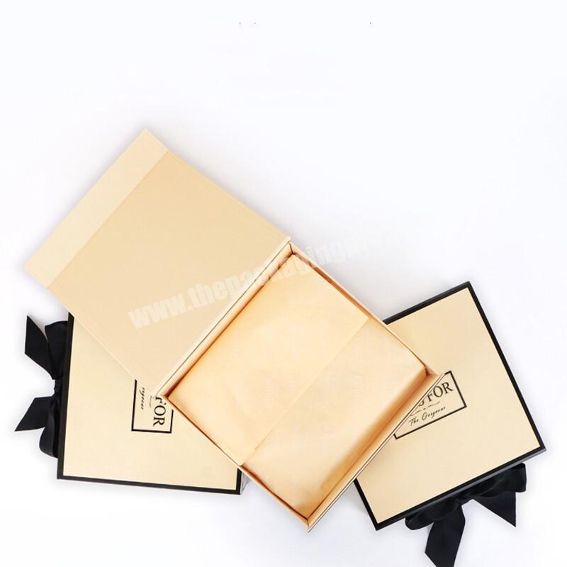 Wholesale High-end Luxury Magnetic Foldable Ribbon Cosmetic Perfume Gift Packaging Box with Insert Layer