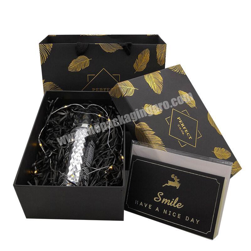 Wholesale High Quality Black Hot Stamping Elegant Gift Packaging Box for Thermos  Perfume