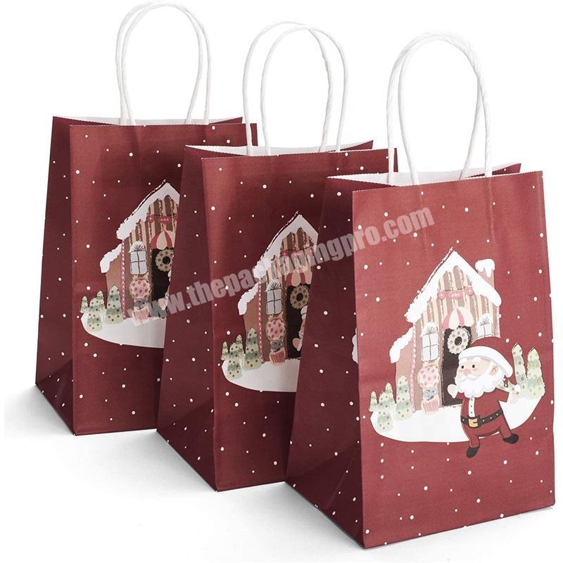 Wholesale High Quality Custom Logo Golden Foil Stamping Small Matt Laminated colorful Shopping Gift Paper Bag for christmas