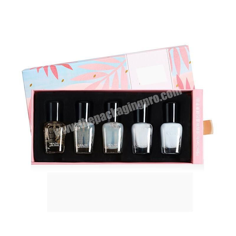 Wholesale High Quality Rigid Rectangle Cardboard Empty Nails Polish Packing Box with Foam Insert