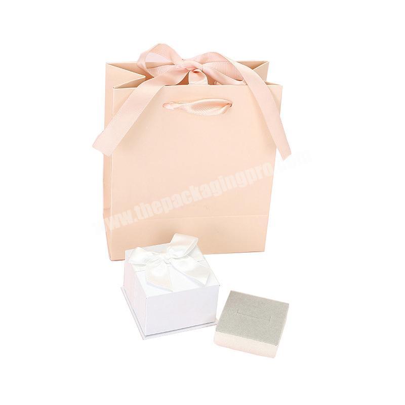 Wholesale High Quality Rigid White Jewellery Ring Gift Packing Box Ribbon with Foam Insert